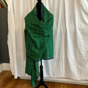 Green and Black Geometric Patterned Wrap/scarf